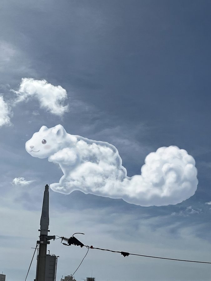 雲がふわふわのリスになった作品